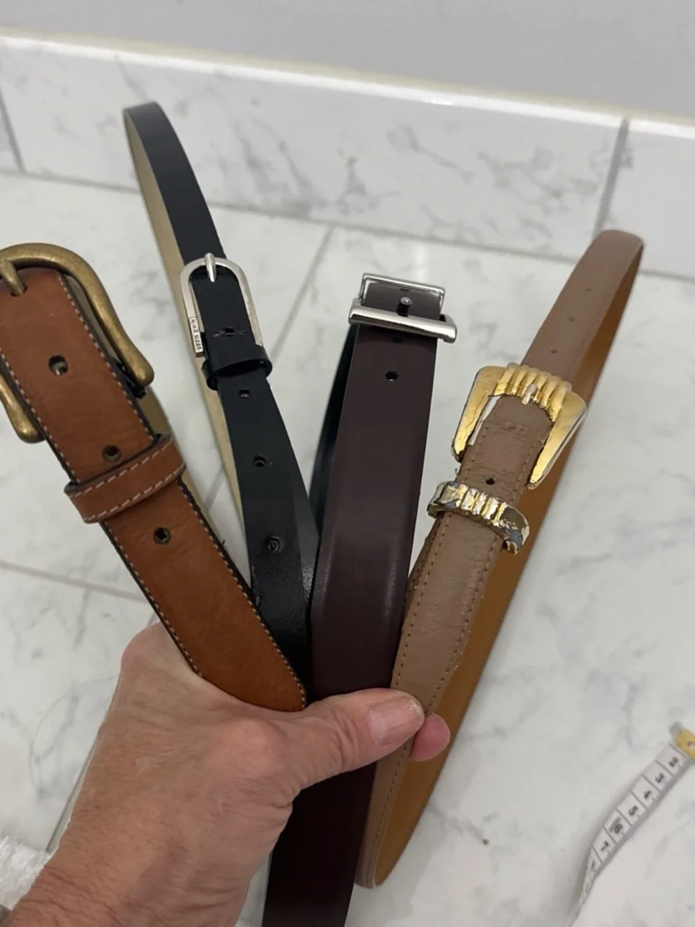 Men's Leather Belt Collection - Black, Dark Brown, Tan, Light Brown